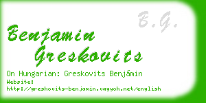 benjamin greskovits business card